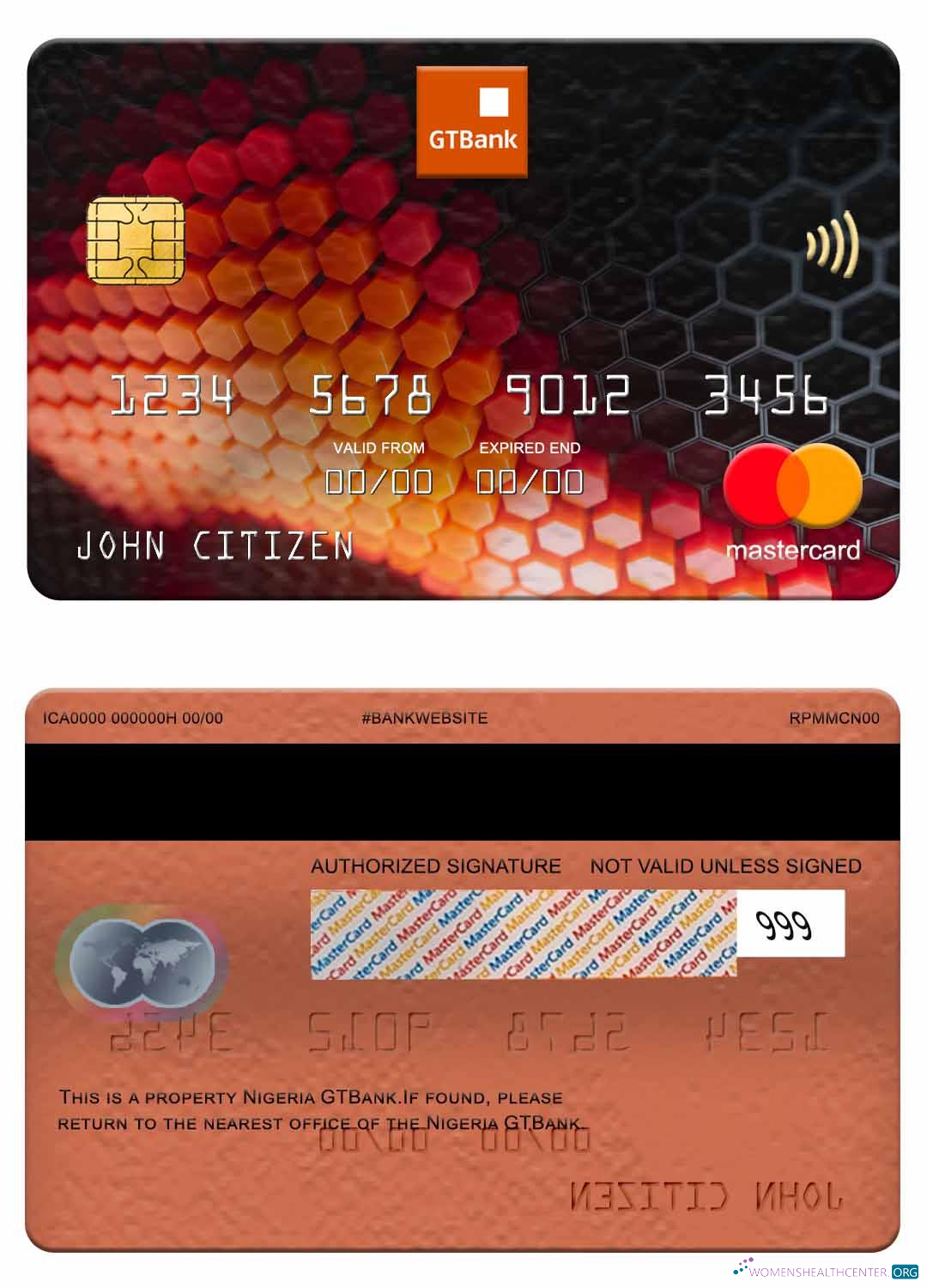 Download Nigeria GTBank mastercard Photoshop template